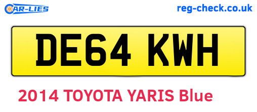 DE64KWH are the vehicle registration plates.