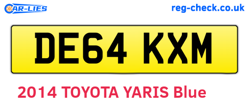 DE64KXM are the vehicle registration plates.