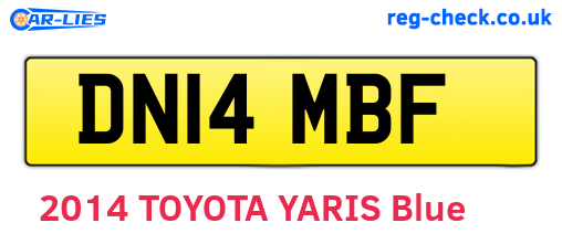 DN14MBF are the vehicle registration plates.