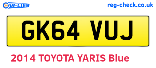 GK64VUJ are the vehicle registration plates.