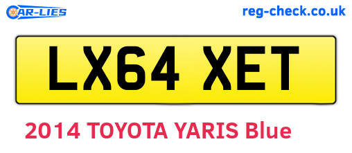LX64XET are the vehicle registration plates.
