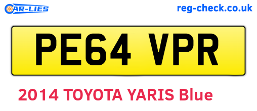 PE64VPR are the vehicle registration plates.