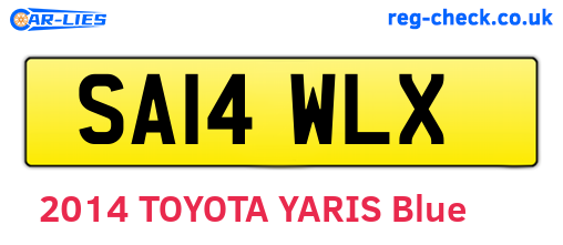 SA14WLX are the vehicle registration plates.