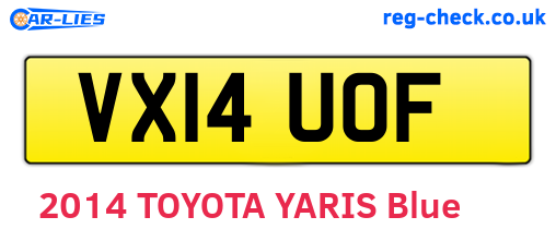VX14UOF are the vehicle registration plates.
