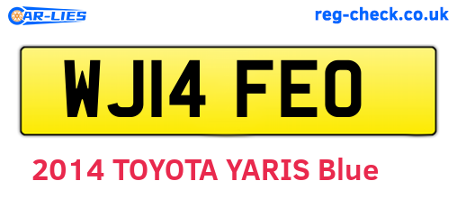 WJ14FEO are the vehicle registration plates.