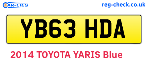 YB63HDA are the vehicle registration plates.