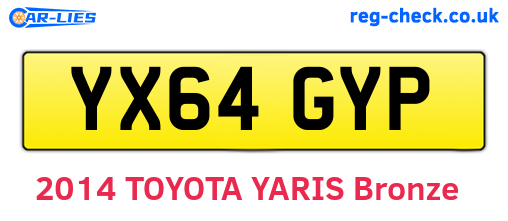 YX64GYP are the vehicle registration plates.
