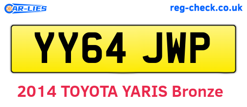 YY64JWP are the vehicle registration plates.