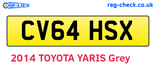 CV64HSX are the vehicle registration plates.