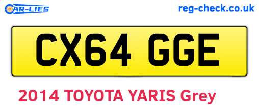 CX64GGE are the vehicle registration plates.