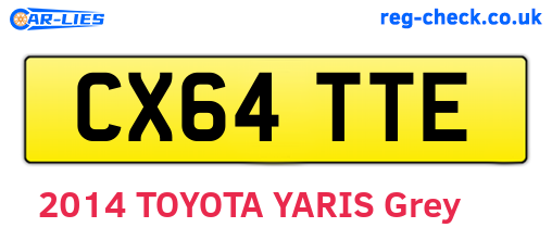 CX64TTE are the vehicle registration plates.
