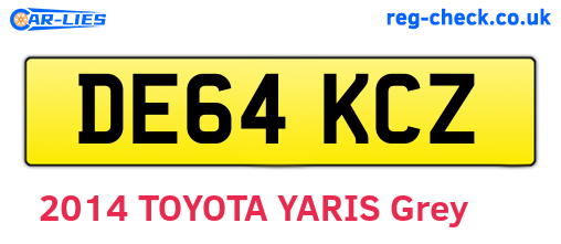 DE64KCZ are the vehicle registration plates.