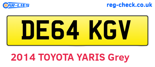 DE64KGV are the vehicle registration plates.