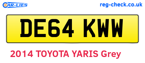DE64KWW are the vehicle registration plates.