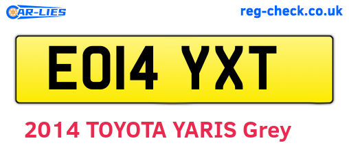 EO14YXT are the vehicle registration plates.