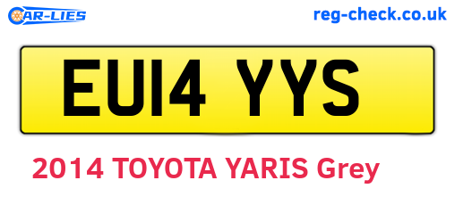 EU14YYS are the vehicle registration plates.