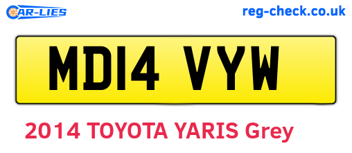 MD14VYW are the vehicle registration plates.
