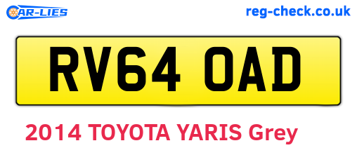 RV64OAD are the vehicle registration plates.