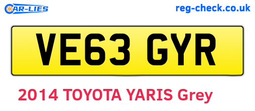 VE63GYR are the vehicle registration plates.