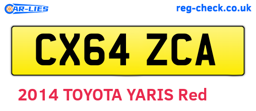 CX64ZCA are the vehicle registration plates.