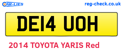 DE14UOH are the vehicle registration plates.