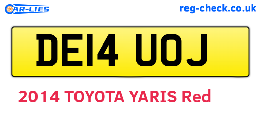 DE14UOJ are the vehicle registration plates.
