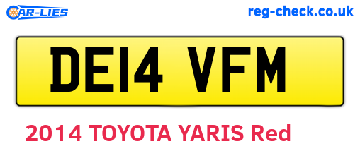 DE14VFM are the vehicle registration plates.