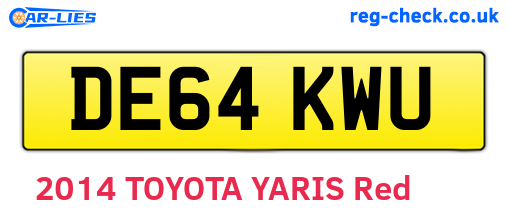 DE64KWU are the vehicle registration plates.