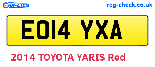 EO14YXA are the vehicle registration plates.
