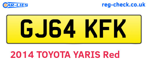 GJ64KFK are the vehicle registration plates.
