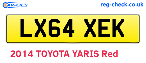 LX64XEK are the vehicle registration plates.