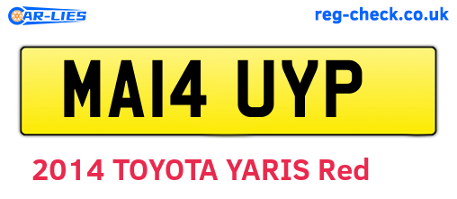 MA14UYP are the vehicle registration plates.