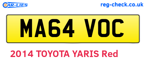 MA64VOC are the vehicle registration plates.