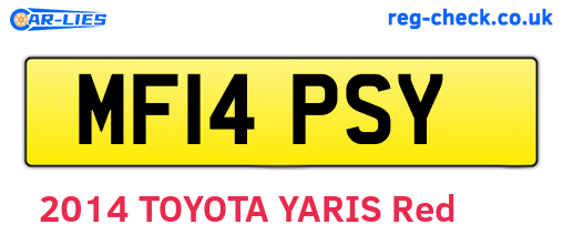 MF14PSY are the vehicle registration plates.