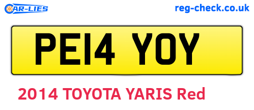 PE14YOY are the vehicle registration plates.