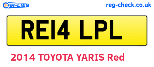 RE14LPL are the vehicle registration plates.