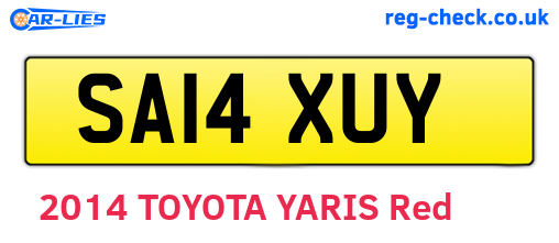SA14XUY are the vehicle registration plates.