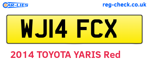 WJ14FCX are the vehicle registration plates.