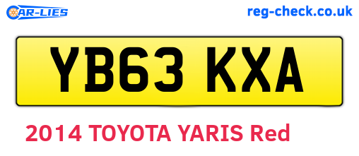 YB63KXA are the vehicle registration plates.