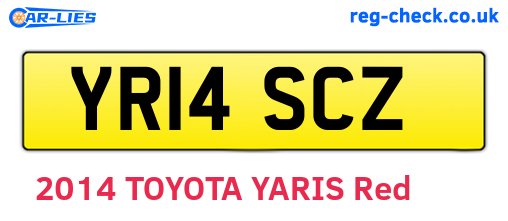 YR14SCZ are the vehicle registration plates.