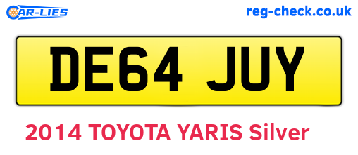 DE64JUY are the vehicle registration plates.
