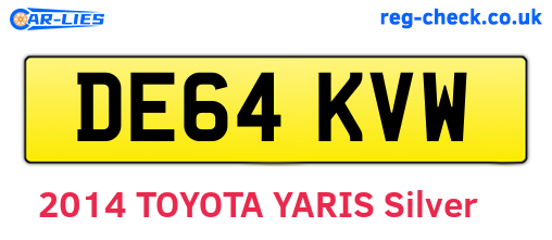 DE64KVW are the vehicle registration plates.