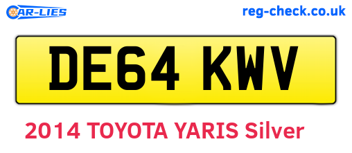 DE64KWV are the vehicle registration plates.