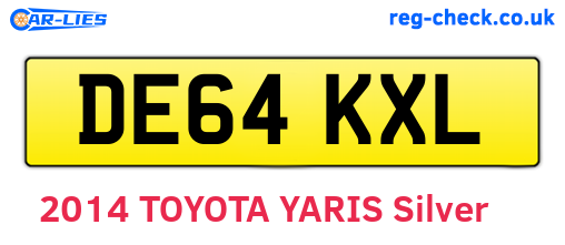 DE64KXL are the vehicle registration plates.