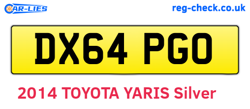 DX64PGO are the vehicle registration plates.