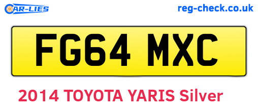 FG64MXC are the vehicle registration plates.