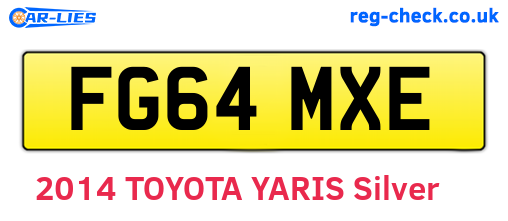 FG64MXE are the vehicle registration plates.
