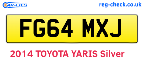 FG64MXJ are the vehicle registration plates.