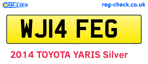 WJ14FEG are the vehicle registration plates.