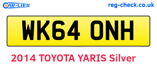 WK64ONH are the vehicle registration plates.